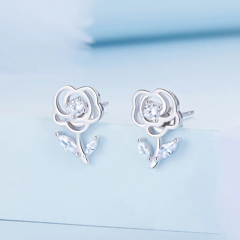 (image for) Pandora Style Roses Stud Earrings - BSE714 - View 2