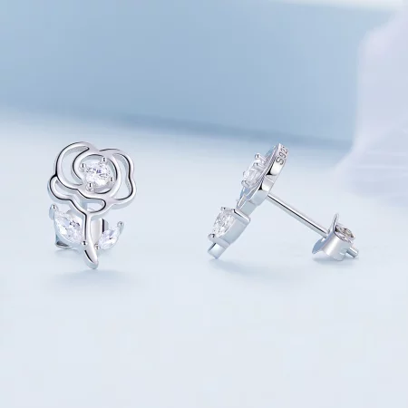 Pandora Style Roses Stud Earrings - BSE714