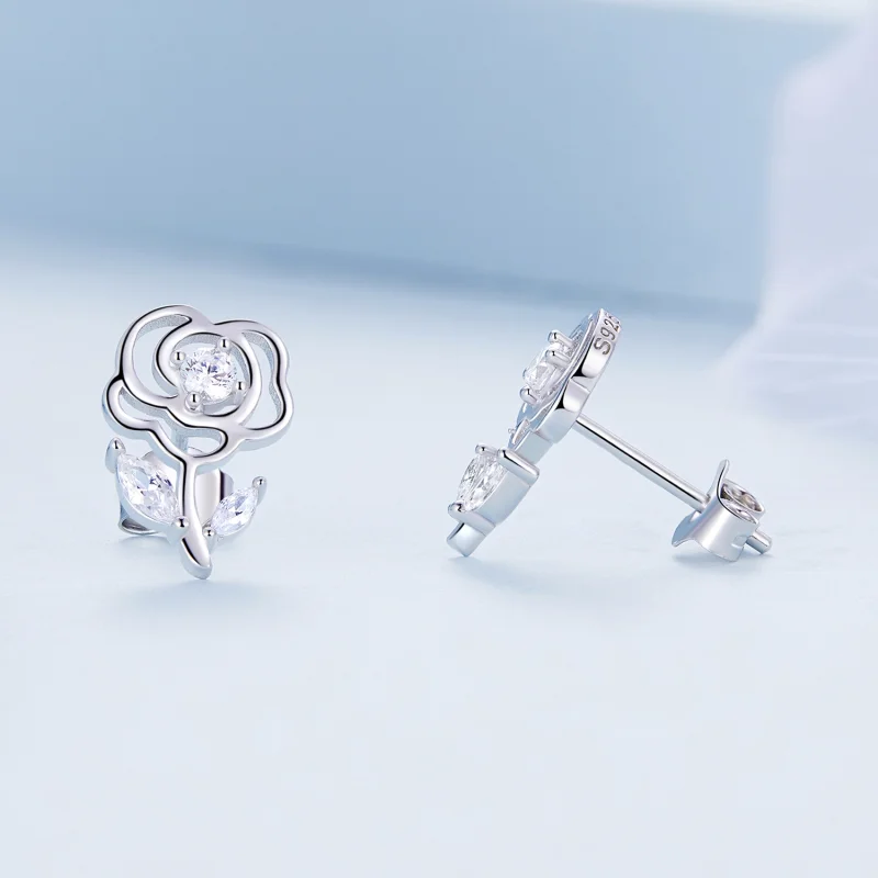 (image for) Pandora Style Roses Stud Earrings - BSE714 - View 4