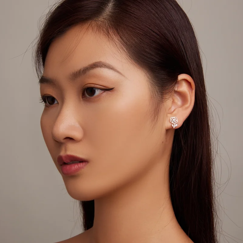 (image for) Pandora Style Roses Stud Earrings - BSE714 - View 7