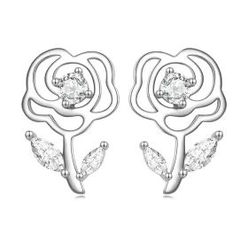 Pandora Style Roses Stud Earrings - BSE714 Pandora Style Roses Stud Earrings - BSE714
