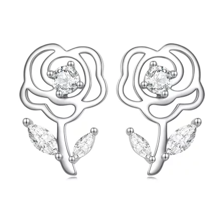 Pandora Style Roses Stud Earrings - BSE714