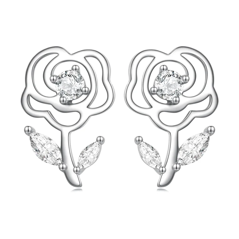 (image for) Pandora Style Roses Stud Earrings - BSE714 - Product Image