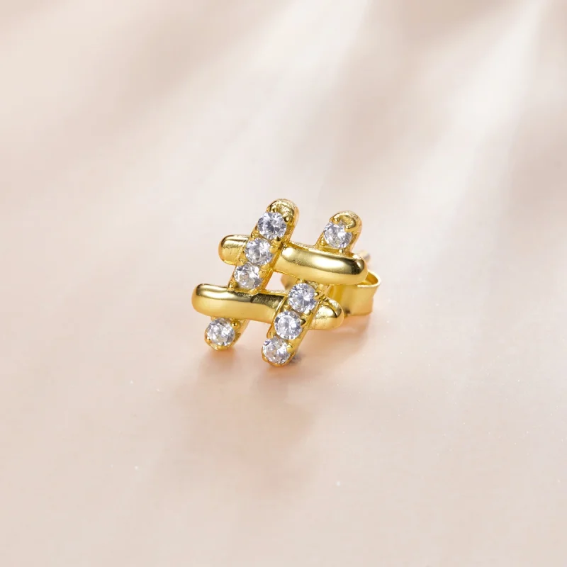 (image for) Pandora Style Secret Symbol - # Stud Earrings - SCE1071 - View 2