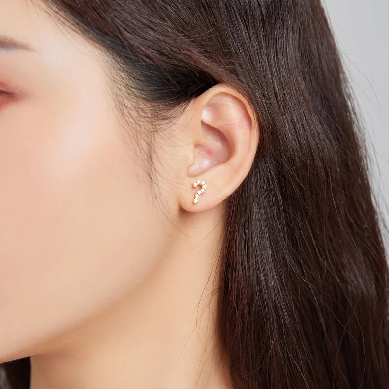 (image for) Pandora Style Secret Symbol - ? Stud Earrings - SCE1073 - View 3