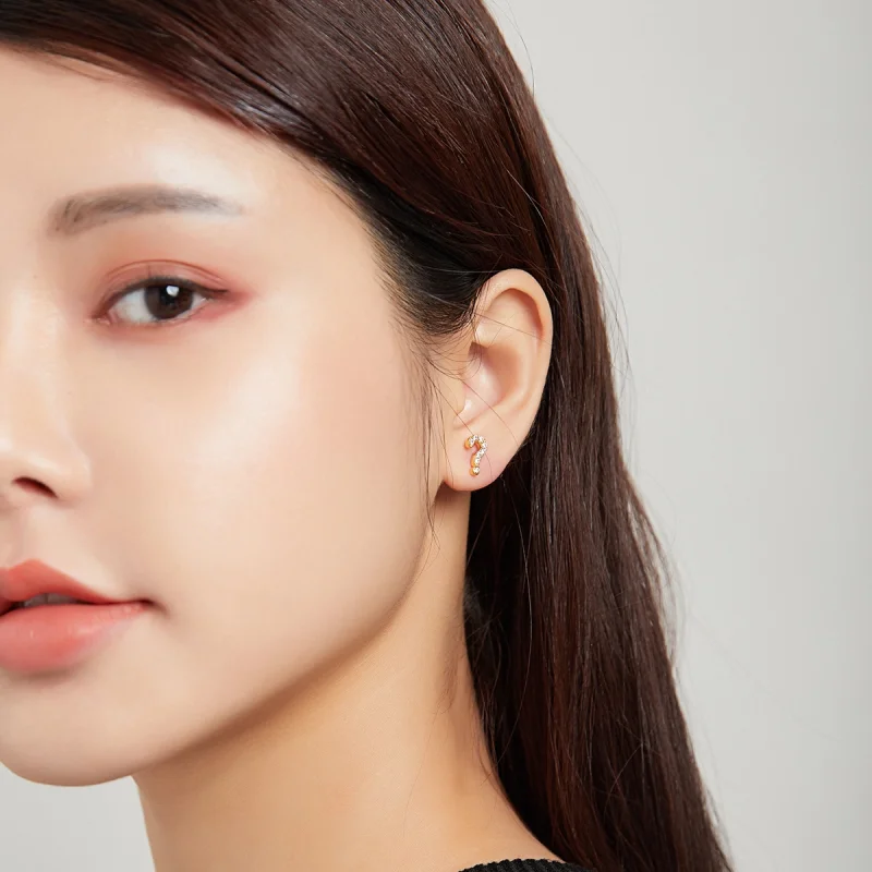 (image for) Pandora Style Secret Symbol - ? Stud Earrings - SCE1073 - View 4