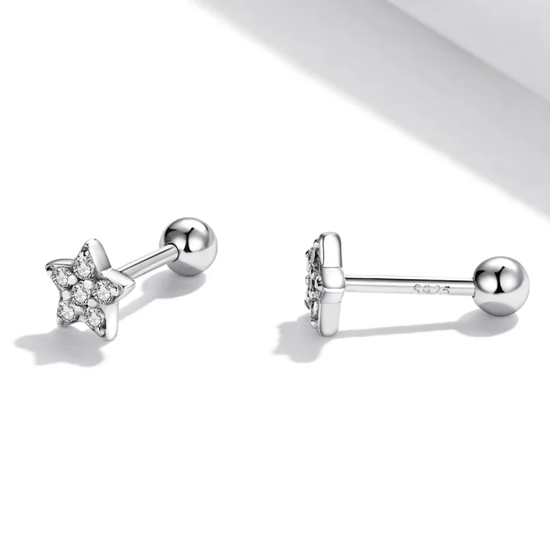 (image for) Pandora Style Shining Star Stud Earrings - SCE1297 - View 3