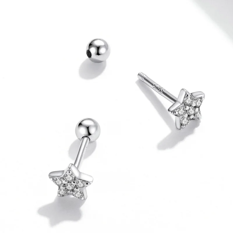 (image for) Pandora Style Shining Star Stud Earrings - SCE1297 - View 4