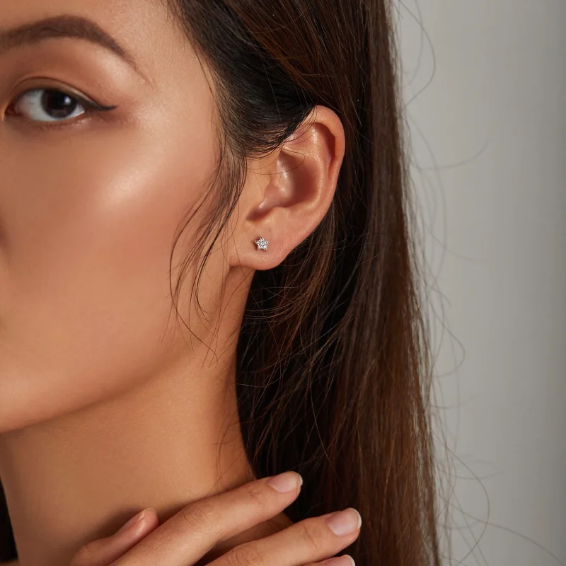 (image for) Pandora Style Shining Star Stud Earrings - SCE1297 - View 5