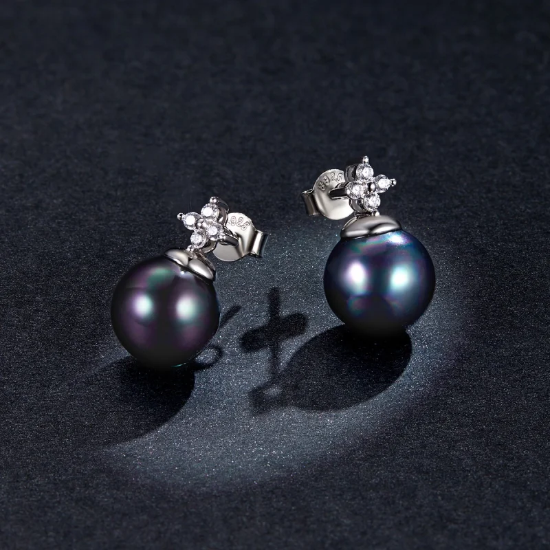 (image for) Pandora Style Shiny Beads Stud Earrings - BSE498 - View 5