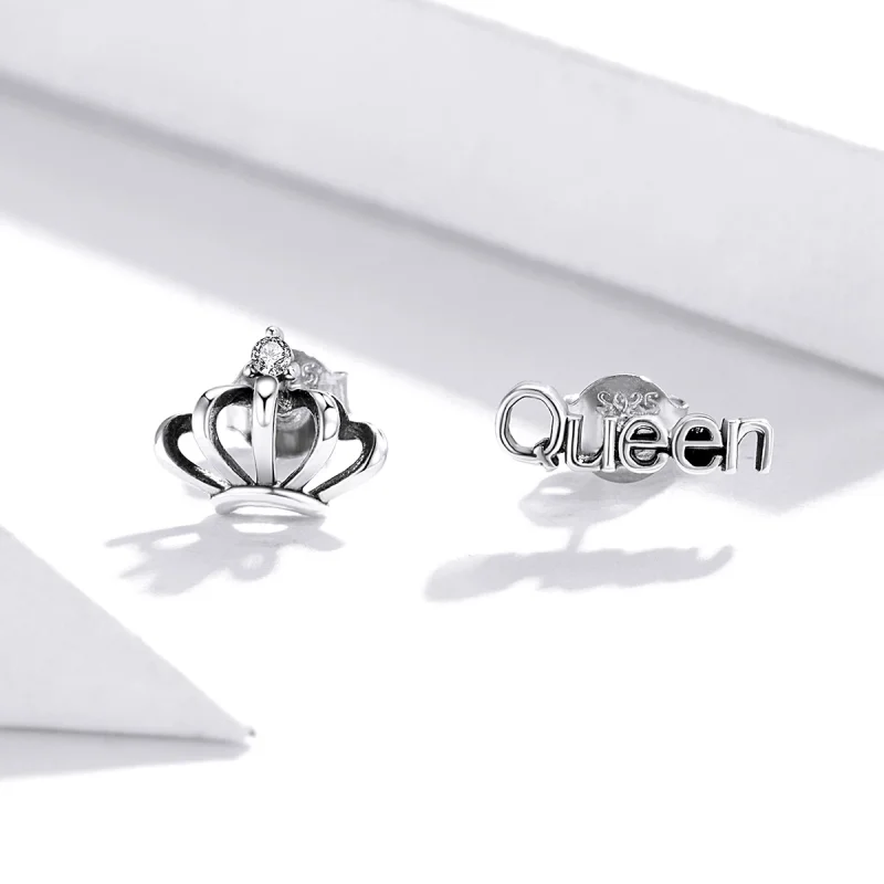 (image for) Pandora Style Simple Crown Stud Earrings - SCE934 - View 2
