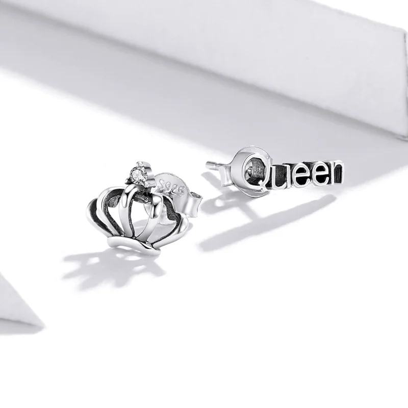 (image for) Pandora Style Simple Crown Stud Earrings - SCE934 - View 3