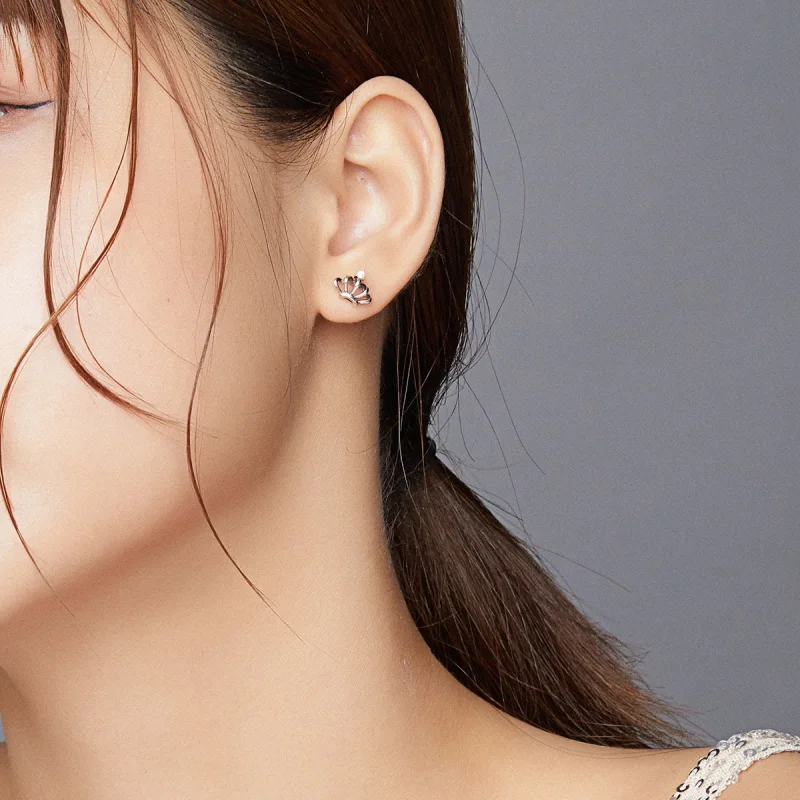 (image for) Pandora Style Simple Crown Stud Earrings - SCE934 - View 5