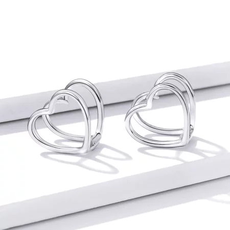 Pandora Style Simple - Double Heart Stud Earrings - BSE501