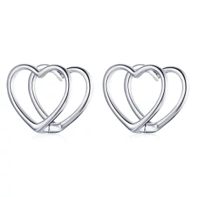 Pandora Style Simple - Double Heart Stud Earrings - BSE501