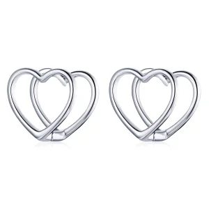 (image for) Pandora Style Simple - Double Heart Stud Earrings - BSE501