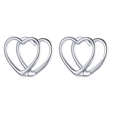 Pandora Style Simple - Double Heart Stud Earrings - BSE501
