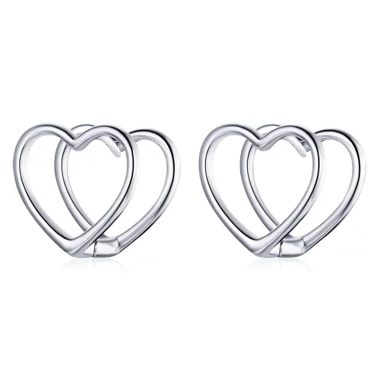 Pandora Style Simple - Double Heart Stud Earrings - BSE501