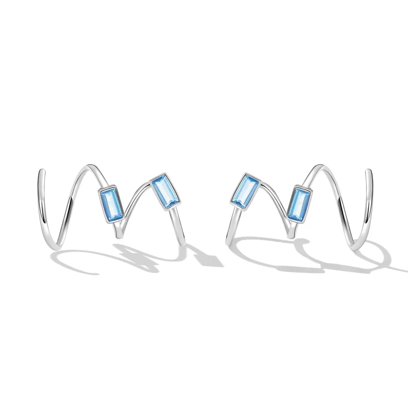 (image for) Pandora Style Simple Inlaid Stone Stud Earrings - SCE1463 - View 2