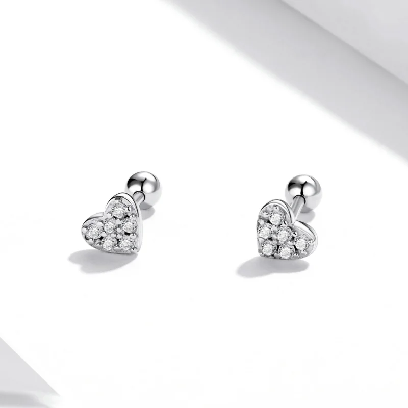 (image for) Pandora Style Simple Love Stud Earrings - SCE1298 - View 2