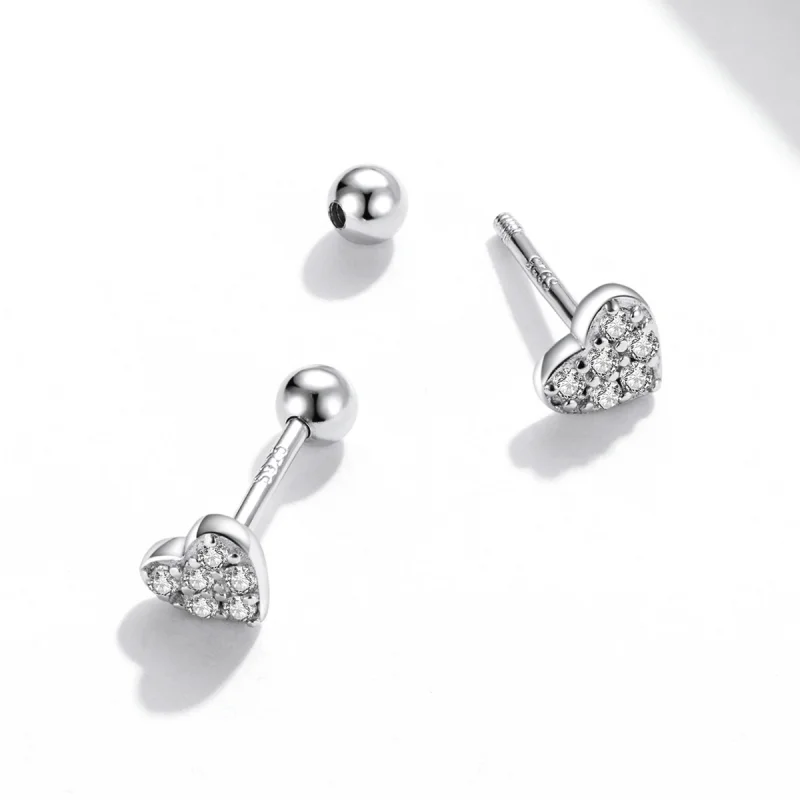 (image for) Pandora Style Simple Love Stud Earrings - SCE1298 - View 4