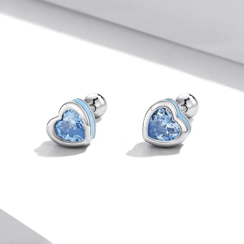 (image for) Pandora Style Simple Love Stud Earrings - SCE1352-LB - View 2