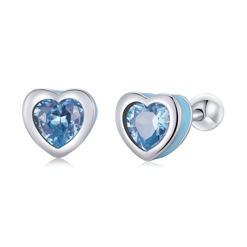 (image for) Pandora Style Simple Love Stud Earrings - SCE1352-LB - Product Image