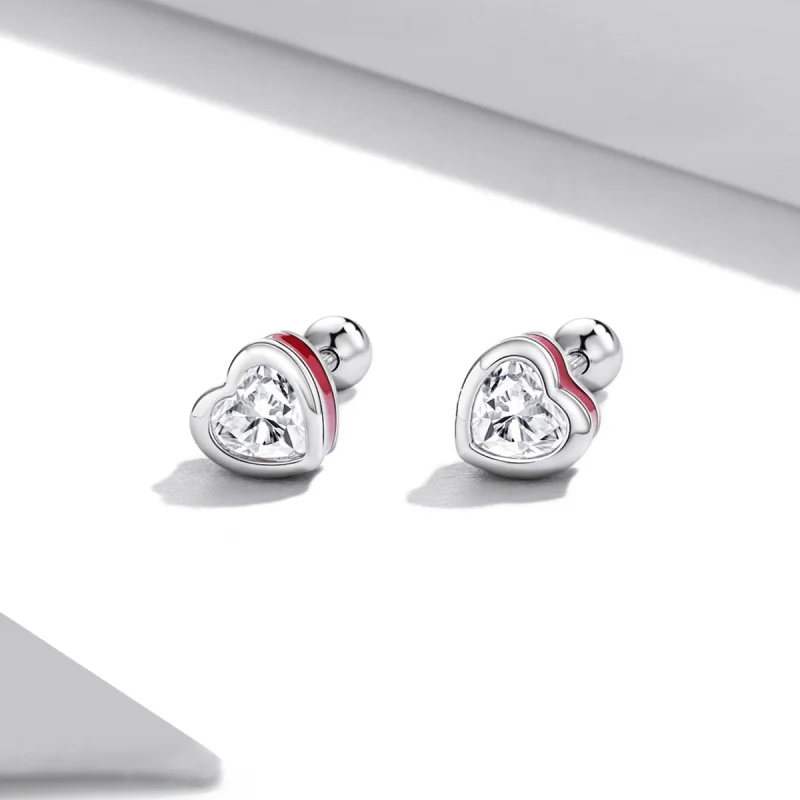 (image for) Pandora Style Simple Love Stud Earrings - SCE1352-VT - View 2