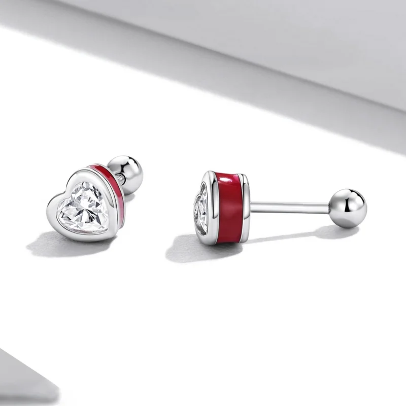 (image for) Pandora Style Simple Love Stud Earrings - SCE1352-VT - View 3