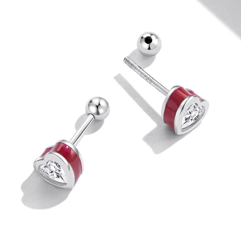 (image for) Pandora Style Simple Love Stud Earrings - SCE1352-VT - View 4