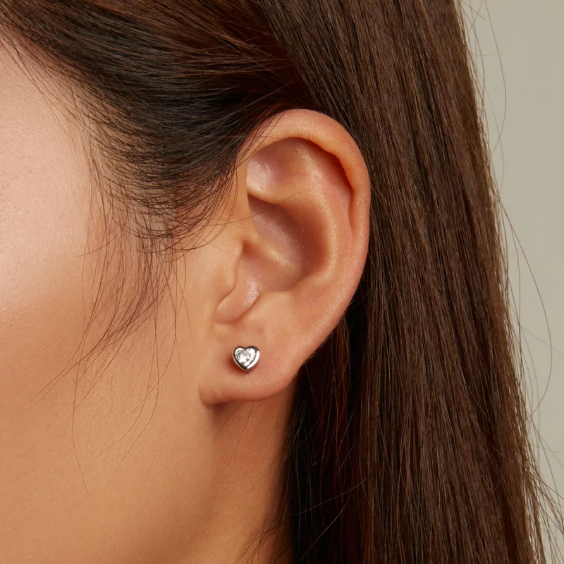 (image for) Pandora Style Simple Love Stud Earrings - SCE1352-VT - View 8