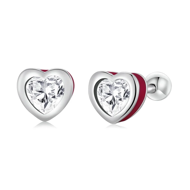(image for) Pandora Style Simple Love Stud Earrings - SCE1352-VT - Product Image
