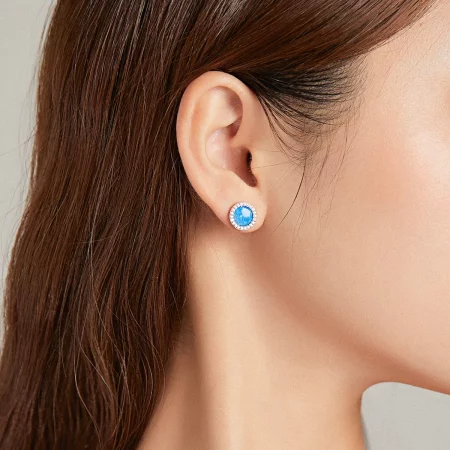 Pandora Style Simple Opal Stud Earrings - BSE467