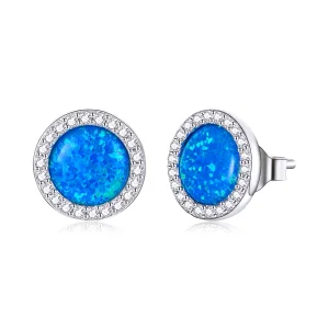 Pandora Style Simple Opal Stud Earrings - BSE467 (image for) Pandora Style Simple Opal Stud Earrings - BSE467