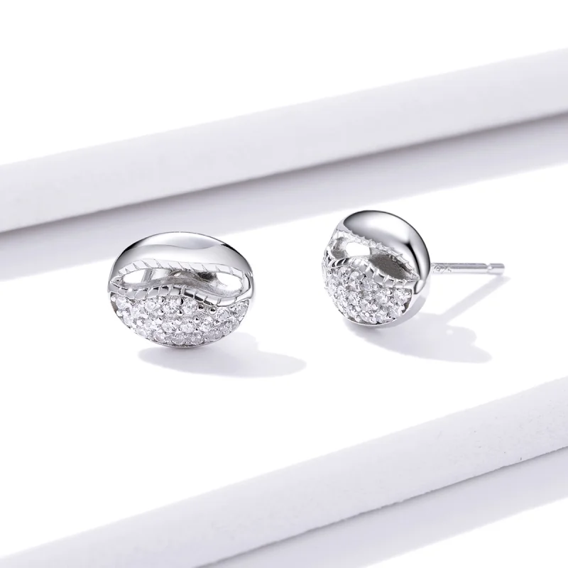 (image for) Pandora Style Simple Shell Stud Earrings - BSE409 - View 2