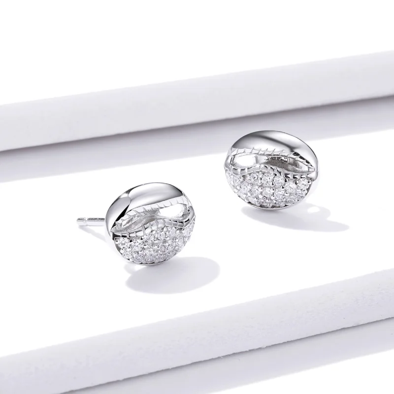 (image for) Pandora Style Simple Shell Stud Earrings - BSE409 - View 3