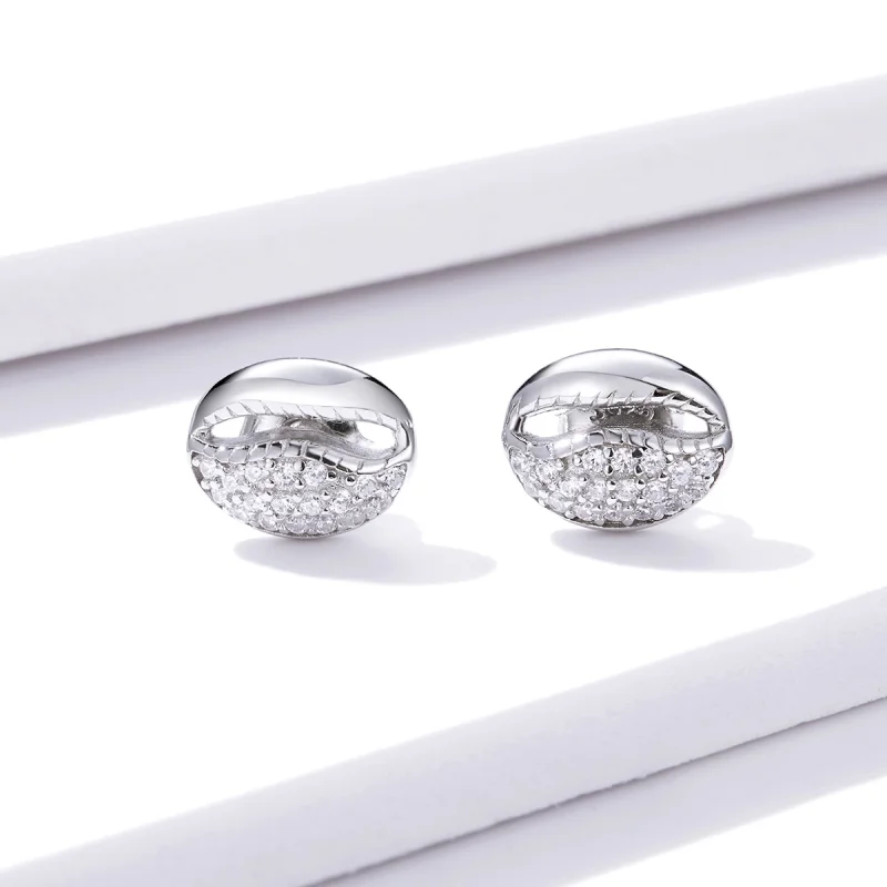 (image for) Pandora Style Simple Shell Stud Earrings - BSE409 - View 4