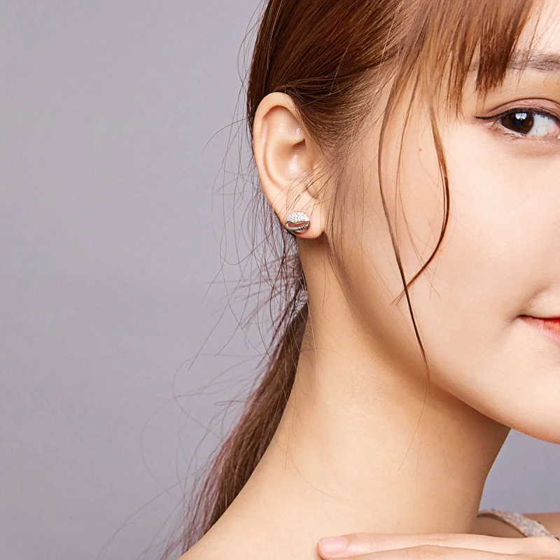 (image for) Pandora Style Simple Shell Stud Earrings - BSE409 - View 7