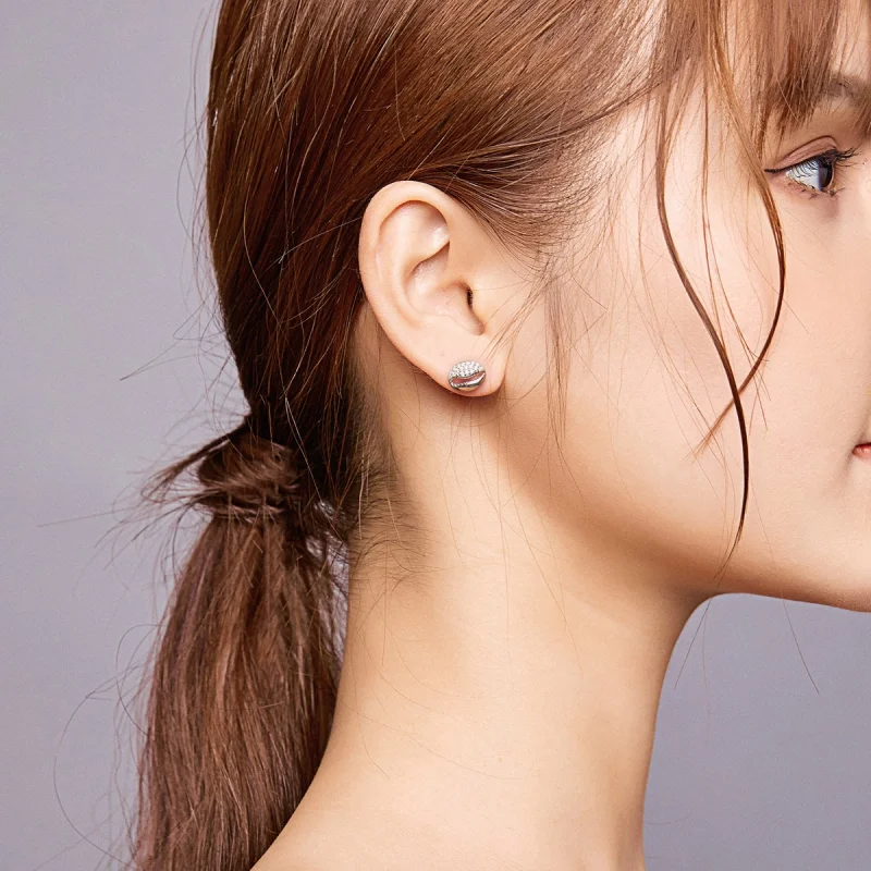 (image for) Pandora Style Simple Shell Stud Earrings - BSE409 - View 8