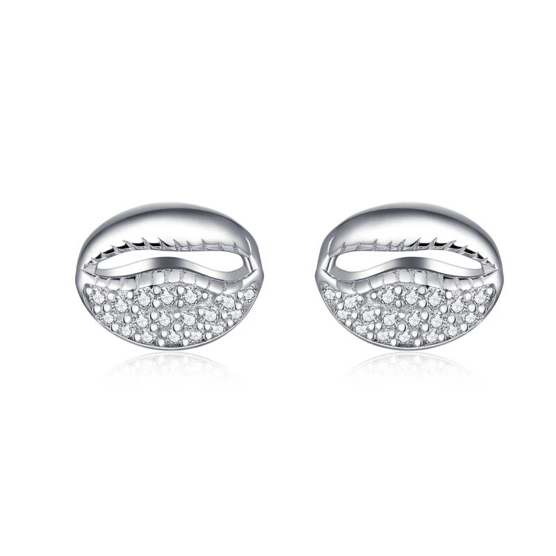 (image for) Pandora Style Simple Shell Stud Earrings - BSE409 - Product Image