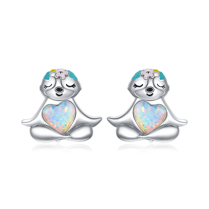 (image for) Pandora Style Sloth Stud Earrings - BSE483 - Product Image