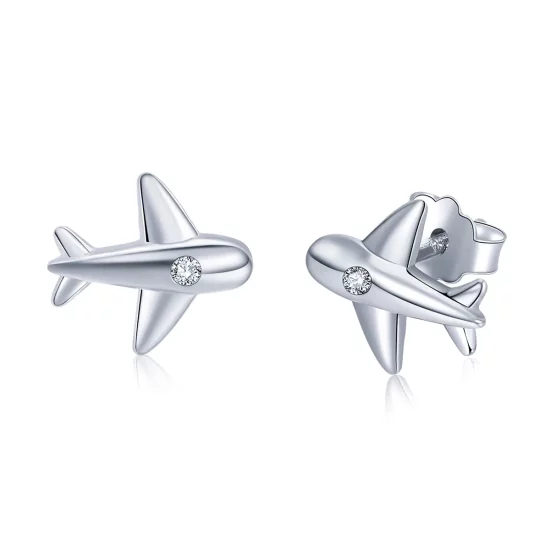 Pandora Style Small Airplane Stud Earrings - VSE153