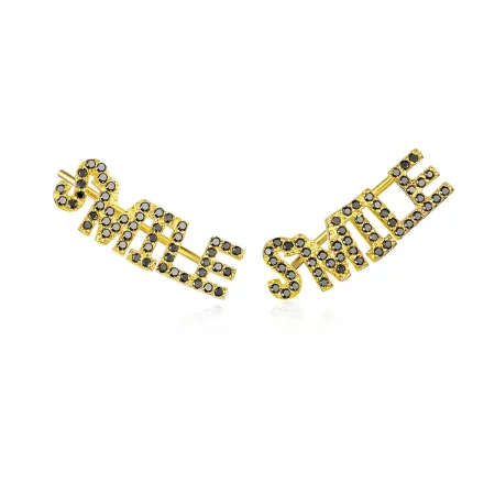 Pandora Style Smile Stud Earrings - SCE764 Pandora Style Smile Stud Earrings - SCE764