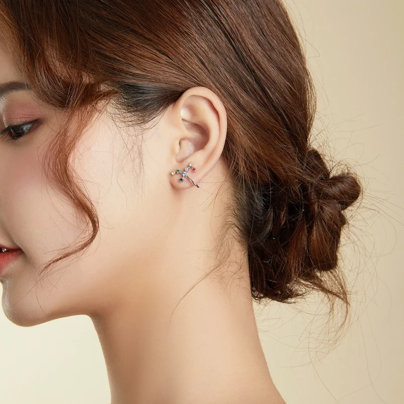 (image for) Pandora Style Star Track Stud Earrings - BSE457 - View 8