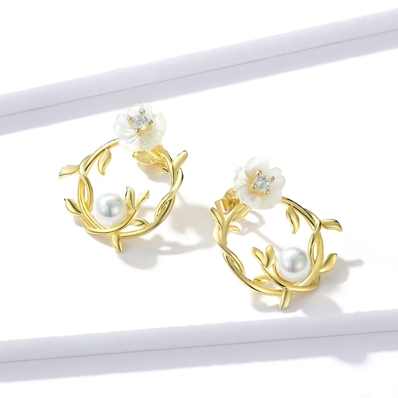 (image for) Pandora Style Summer Flowers Stud Earrings - BSE309 - View 3