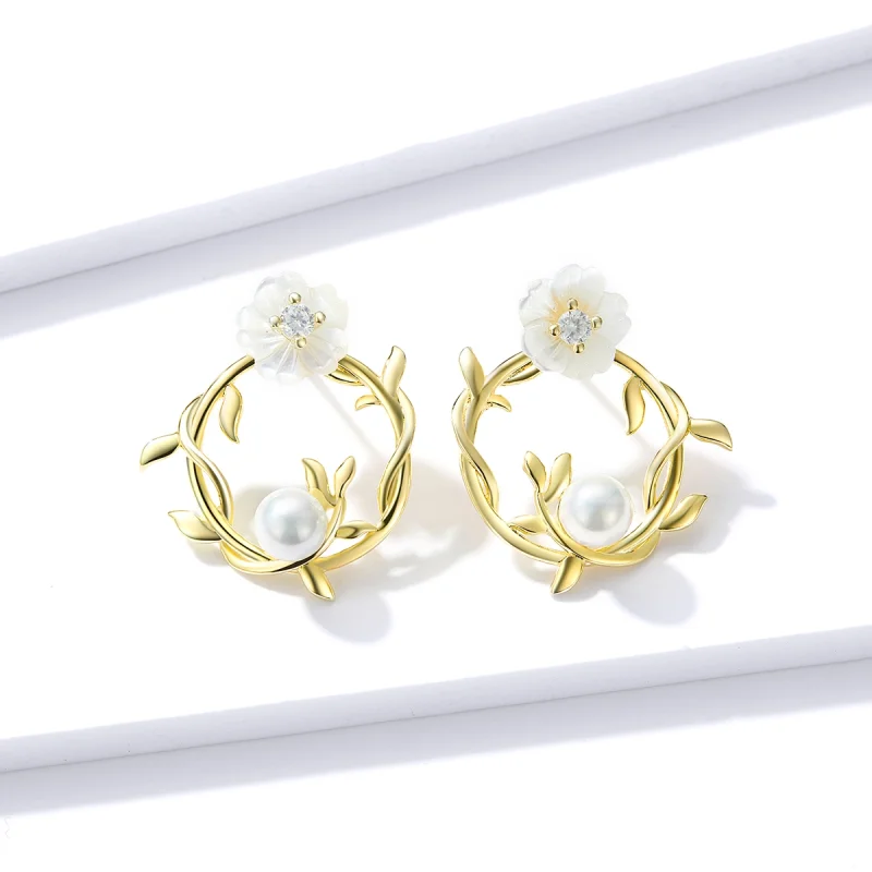 (image for) Pandora Style Summer Flowers Stud Earrings - BSE309 - View 4