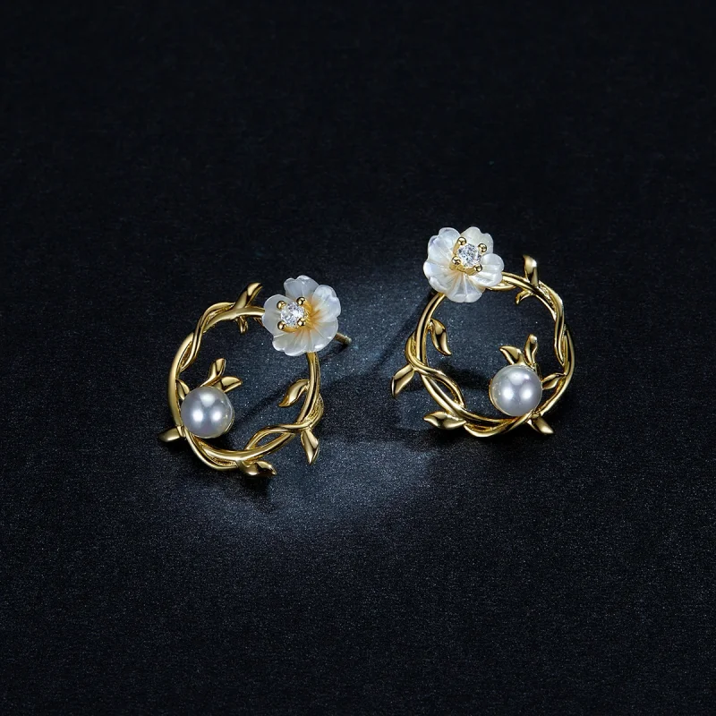 (image for) Pandora Style Summer Flowers Stud Earrings - BSE309 - View 5