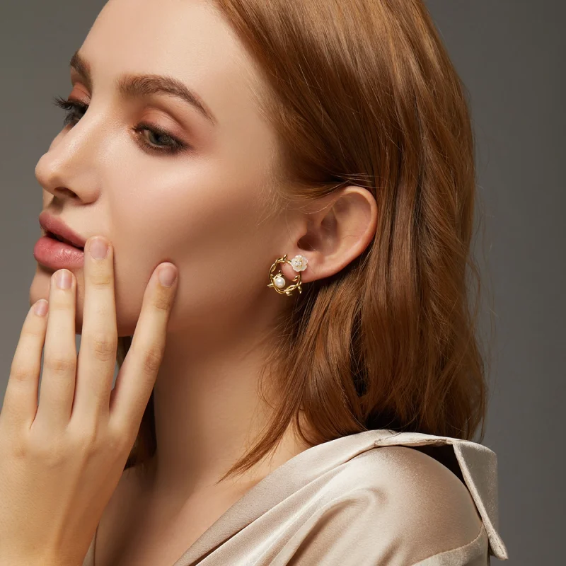 (image for) Pandora Style Summer Flowers Stud Earrings - BSE309 - View 6