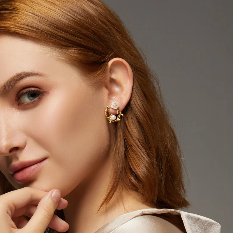 (image for) Pandora Style Summer Flowers Stud Earrings - BSE309 - View 8