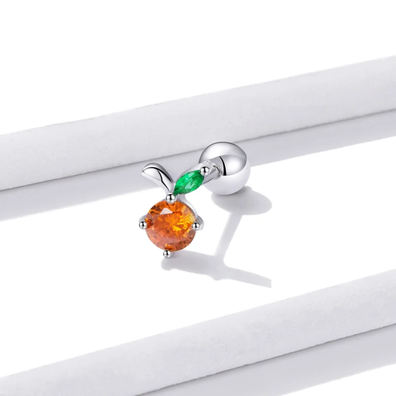 (image for) Pandora Style Summer Sweetheart - Orange Stud Earrings - BSE493 - View 2